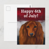 CARTE POSTALE DACHSHUND ROUGE (Devant / Derrière)