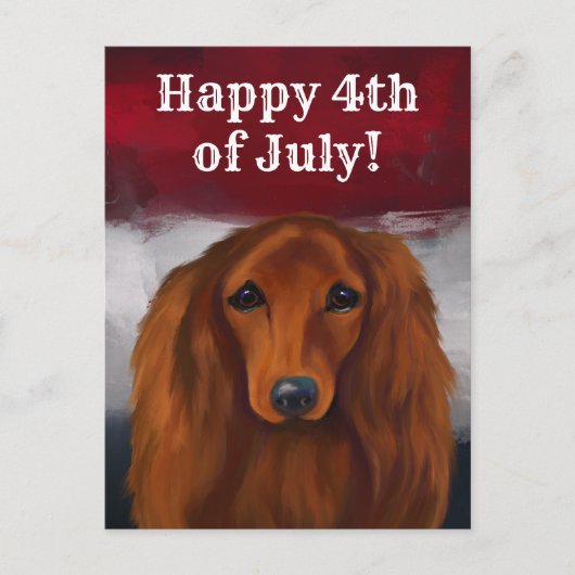 CARTE POSTALE DACHSHUND ROUGE (Devant)