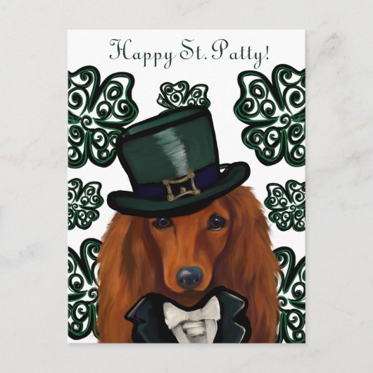 CARTE POSTALE DACHSHUND ROUGE            (Devant)