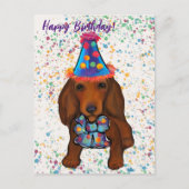 Carte Postale Dachshund roux à poil long (Devant)