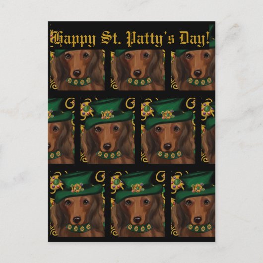 Carte Postale Dachshund roux aux longs poils       (Devant)