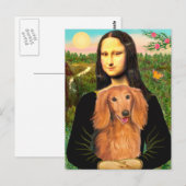 Carte Postale Dachshund (sable) - Mona Lisa (Devant / Derrière)