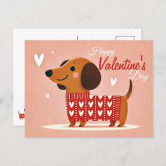 Carte Postale Dachshund Saint-Valentin