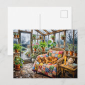 Carte Postale Dachshund se reposant sur une chaise patchwork à l (Devant / Derrière)