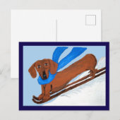 Carte Postale Dachshund Skieur (Devant / Derrière)