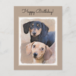 Carte Postale Dachshund (Smooth) Peinture - Art Chien original