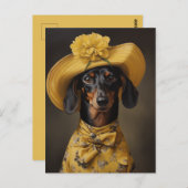 Carte Postale Dachshund sophistiqué en jaune (Devant / Derrière)