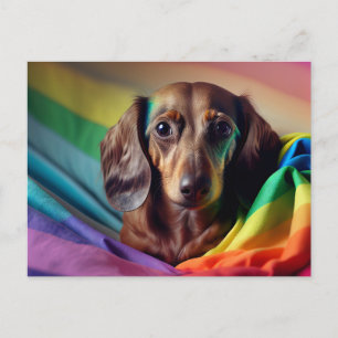 Carte postale Dachshund sur Rainbow Flag