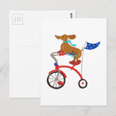 Carte Postale Dachshund Sur Vélo (Devant / Derrière)