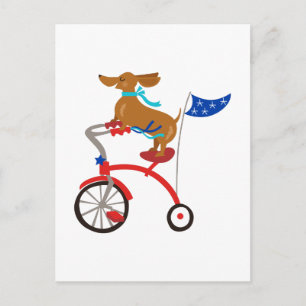 Carte Postale Dachshund Sur Vélo
