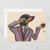 Carte Postale Dachshund Wine Snob (Devant / Derrière)