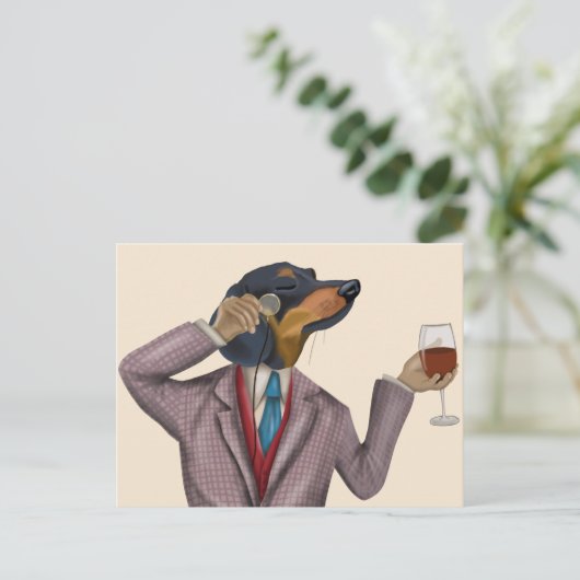 Carte Postale Dachshund Wine Snob (Debout devant)