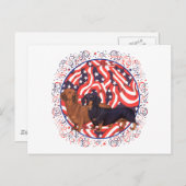 Carte Postale Dachshunds Drapeau patriotique (Devant / Derrière)