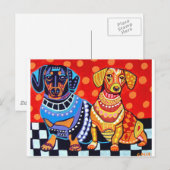 Carte Postale Dachshunds par Heather Galler (Devant / Derrière)