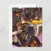 Carte Postale Dachshunds regardant dans le miroir Cadeaux d'Art  (Devant / Derrière)