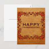 Carte postale d'action de grâce de récolte d'autom (Devant / Derrière)