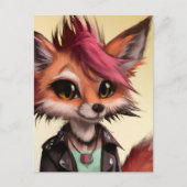 Carte postale d'adolescent punkrock cool renard (Devant)