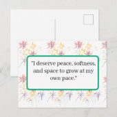 Carte postale d'affirmation d'amour de soi | Posit (Devant / Derrière)