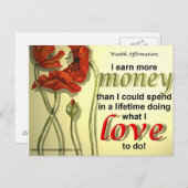 Carte postale d'affirmation d'argent (Devant / Derrière)