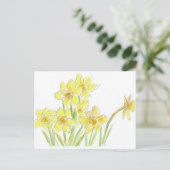Carte Postale Daffodiles de printemps Fleurs d'aquarelle jaune (Debout devant)