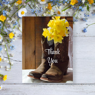 Carte Postale Daffodils Boots de cowboy Merci Mariage occidental