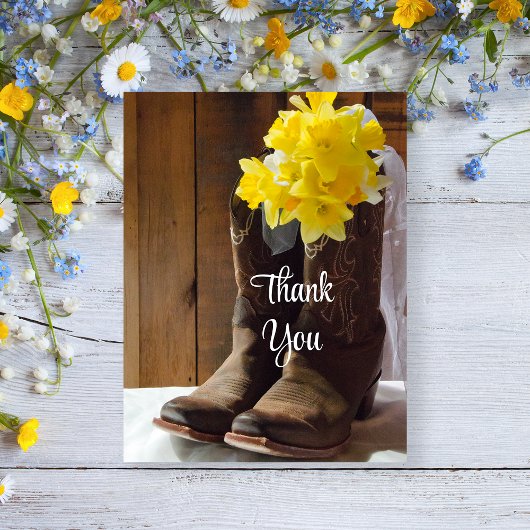 Carte Postale Daffodils Boots de cowboy Merci Mariage occidental