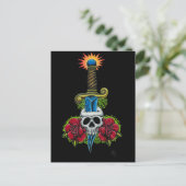 Carte postale Dagger, Crâne et Rose (Debout devant)