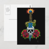 Carte postale Dagger, Crâne et Rose (Devant / Derrière)