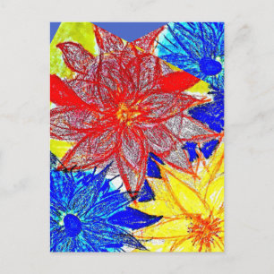 Carte Postale Dahlia Bleu