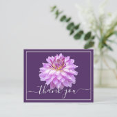 Carte Postale Dahlia Pourpre Avec Fond Violet Merci (Debout devant)