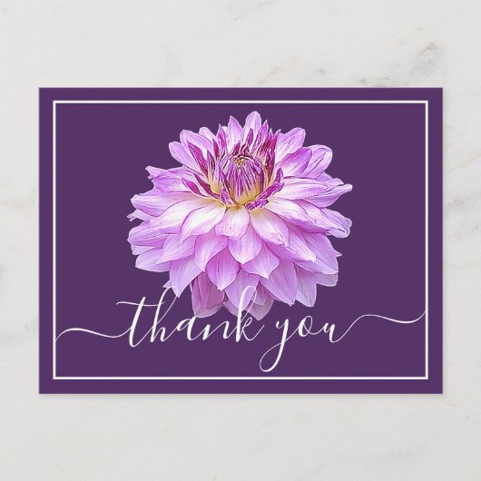 Carte Postale Dahlia Pourpre Avec Fond Violet Merci (Devant)