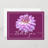 Carte Postale Dahlia Pourpre & Fond de couleur vin Merci (Devant / Derrière)