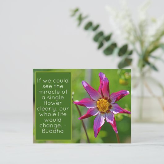 Carte Postale Dahlia rose et violet fleur Inspiration Postca (Debout devant)