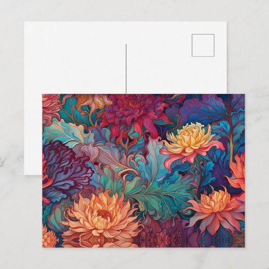 Carte Postale Dahlia Tapisserie florale (Devant / Derrière)
