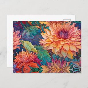 Carte Postale Dahlia Tapisserie florale