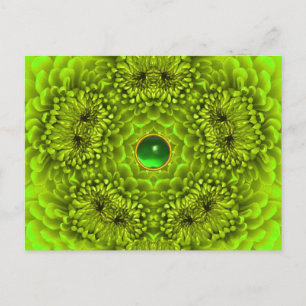 Carte Postale DAHLIA VERT ET EMERALD GEMSTONE Floral