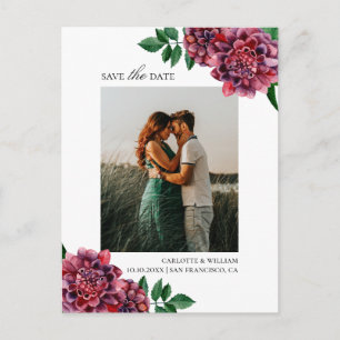 Carte Postale Dahlias. Aquarelle jardin fleuri Enregistrer la da