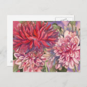 Carte Postale dahlias fleurs aquarelle (Devant / Derrière)