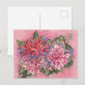 Carte Postale Dahlias flowers pink watercolor pattern (Devant / Derrière)