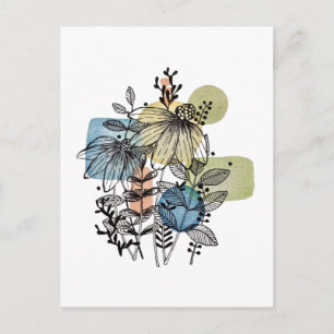 Carte Postale Daisy Doodle In Ink and Watercolor