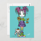 Carte postale "Daisy" Enfant Fleur Mignonne et Kit (Devant / Derrière)