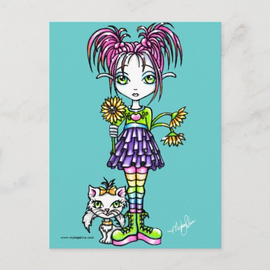 Carte postale "Daisy" Enfant Fleur Mignonne et Kit (Devant)