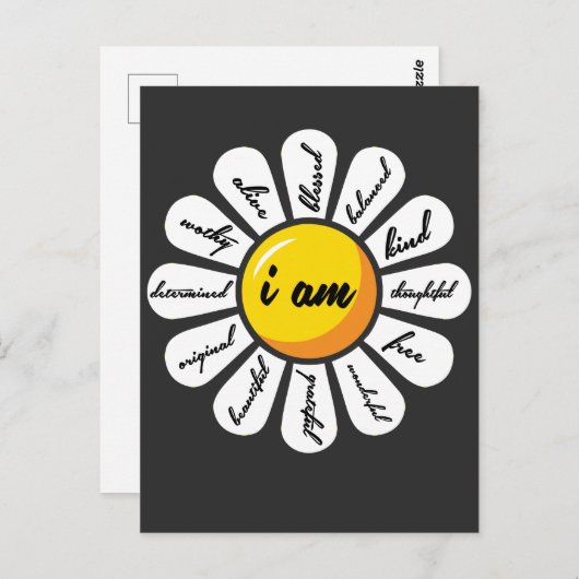 Carte Postale Daisy - Fleur Affirmation Positive (Devant / Derrière)