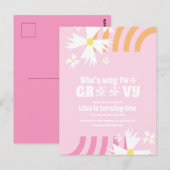 Carte Postale Daisy Flower Retro Way Deux Anniversaire Super (Devant / Derrière)