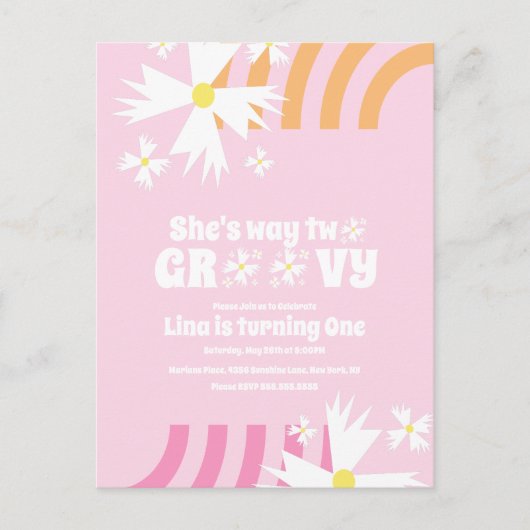 Carte Postale Daisy Flower Retro Way Deux Anniversaire Super (Devant)