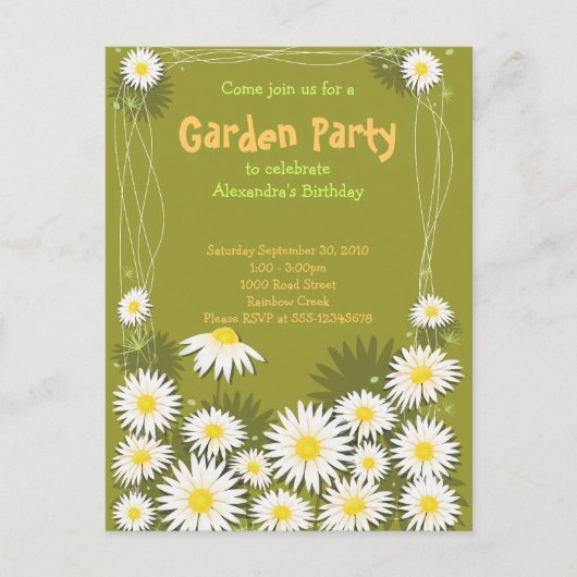 Carte Postale Daisy Garden Anniversaire Fête Invitation (Devant)