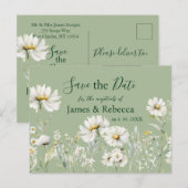 Carte Postale Daisy Sage & Botanical Wedding Save the Date (Devant / Derrière)