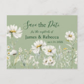 Carte Postale Daisy Sage & Botanical Wedding Save the Date (Devant)