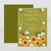 Carte Postale Daisy & Sunflower Garden Invitation de fête d'anni (Devant / Derrière)