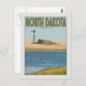 Carte Postale Dakota du Nord - Old Farmstead - Vert (Devant / Derrière)